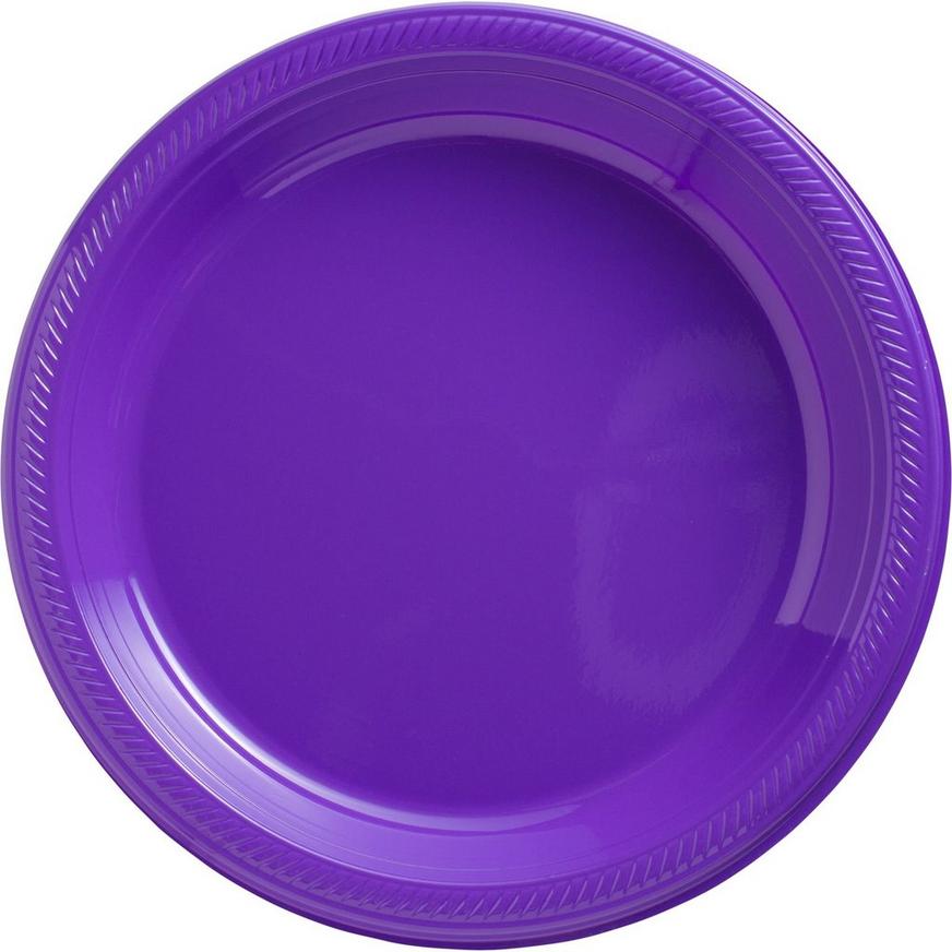 Purple Plastic Dinner Plates, 10.25in, 50ct